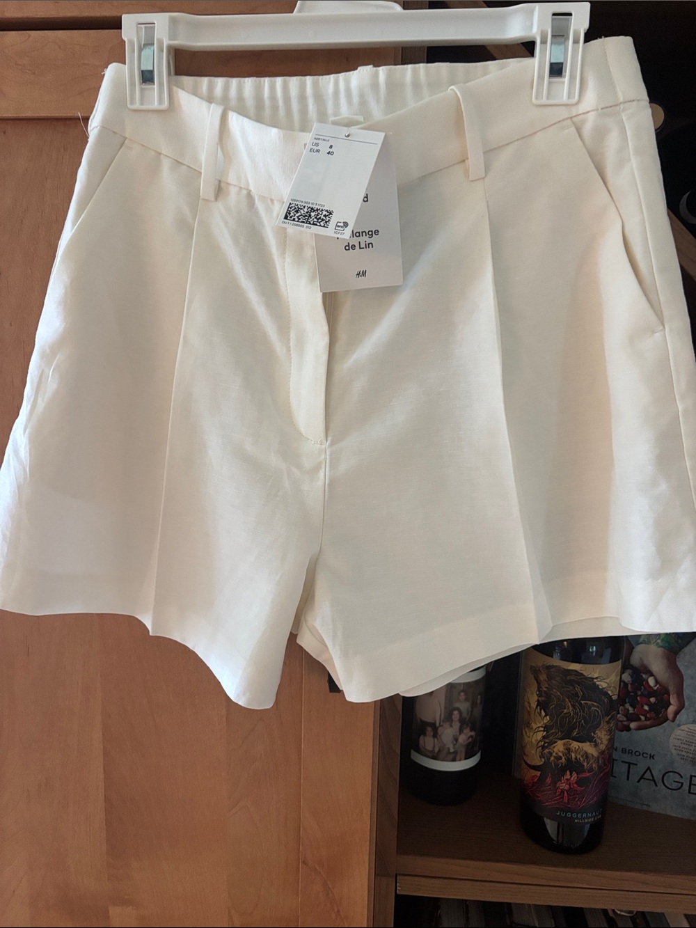 H&M Cream High-Waist Linen-Blend Women’s Shorts